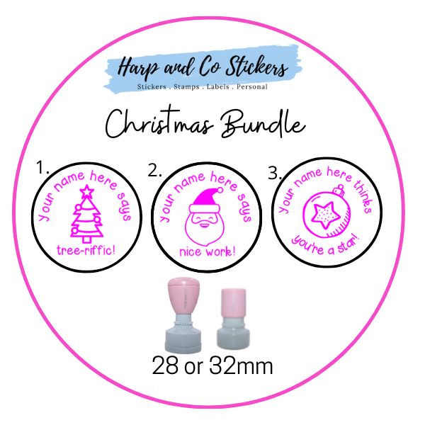 28 or 32mm Personalised Stamp Bundle - 3 Christmas Stamps