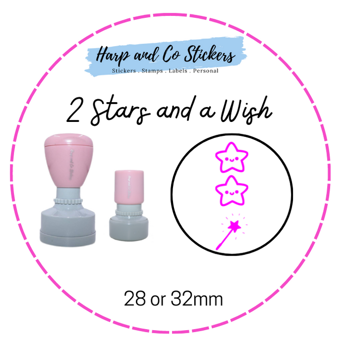 28 or 32mm Round Stamp - 2 Stars and a Wish