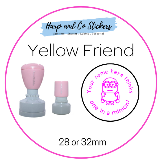 28 or 32mm Personalised Merit Stamp - *Yellow Friend* - Great for the classroom!
