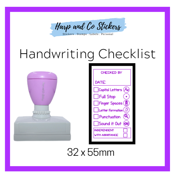 Rectangle 32 x 55mm stamp - Handwriting Checklist
