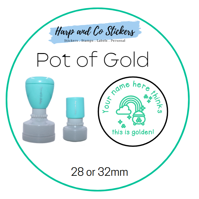 28 or 32mm Personalised Merit Stamp -Pot of Gold