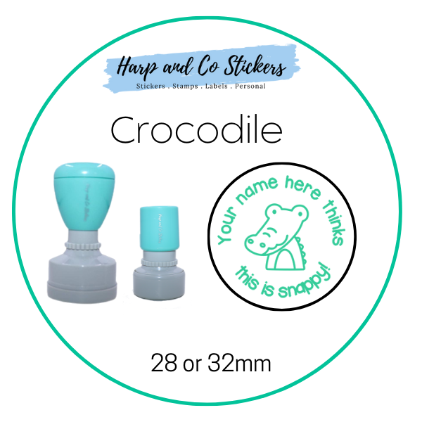 28 or 32mm Personalised Round Stamp - Crocodile