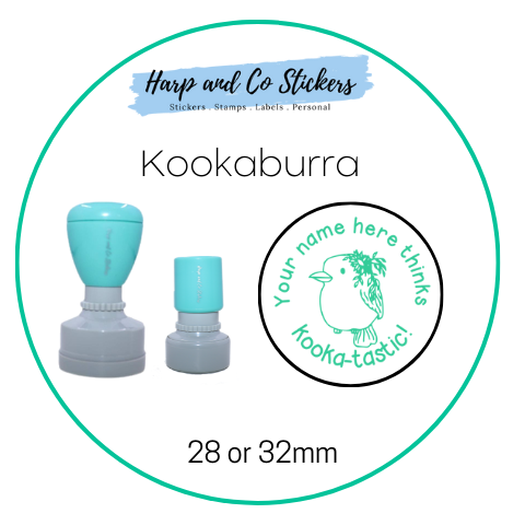 28 or 32mm Personalised Round Stamp - *Kookaburra* - Great for the classroom!