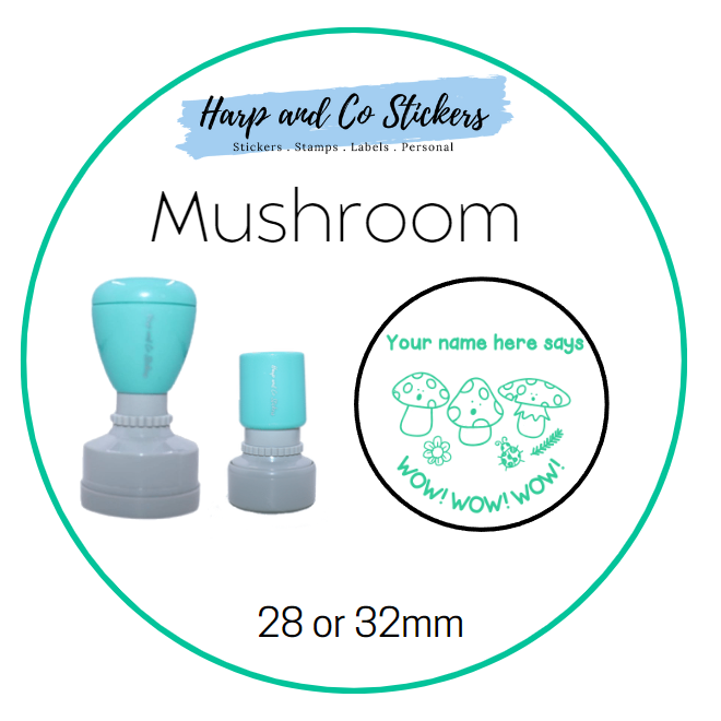 28 or 32mm Personalised Merit Stamp - Mushroom