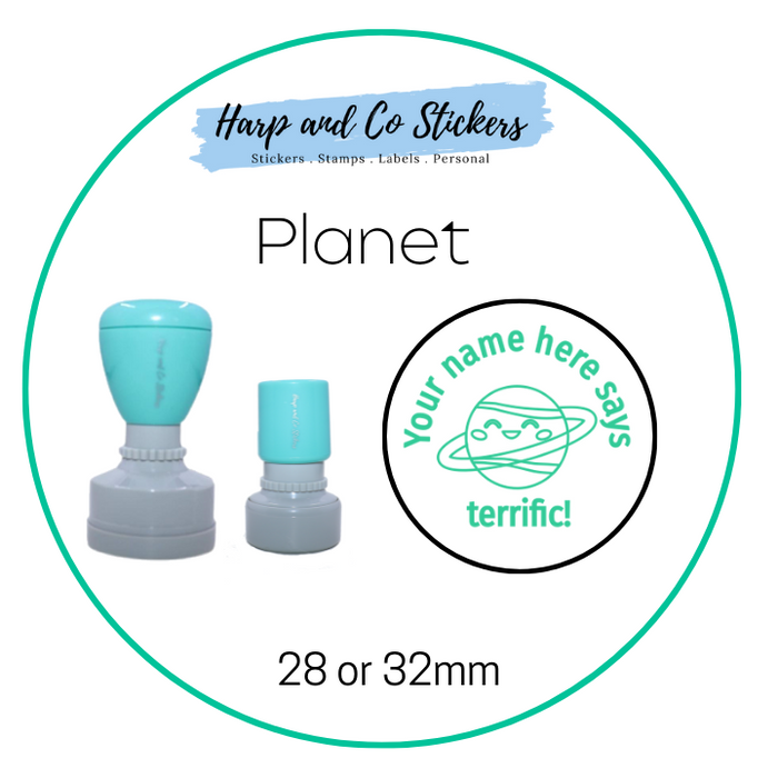 28 or 32mm Personalised Round Stamp - *Planet* - Great for the classroom!