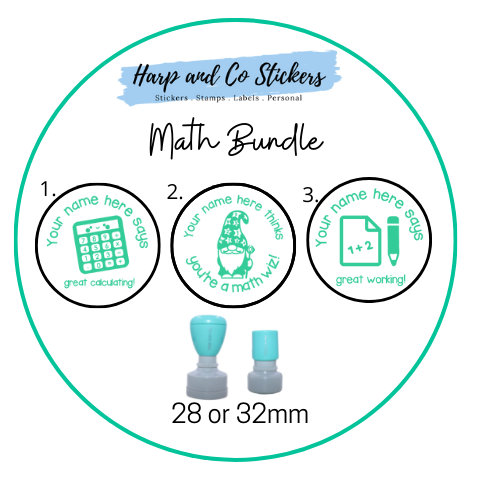 28 or 32mm Personalised Stamp Bundle - 3 Math stamps
