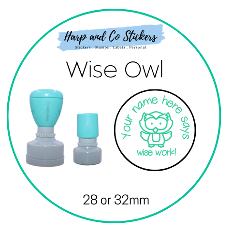 28 or 32mm Personalised Round Stamp - *Wise Owl* - Great for the classroom!