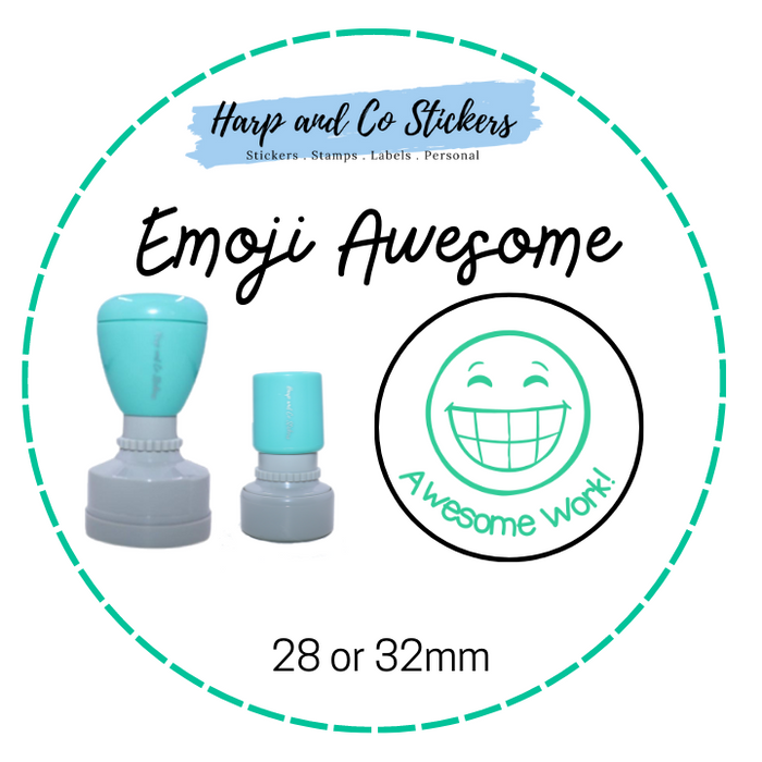 28 or 32mm Round Stamp - Emoji Awesome Merit