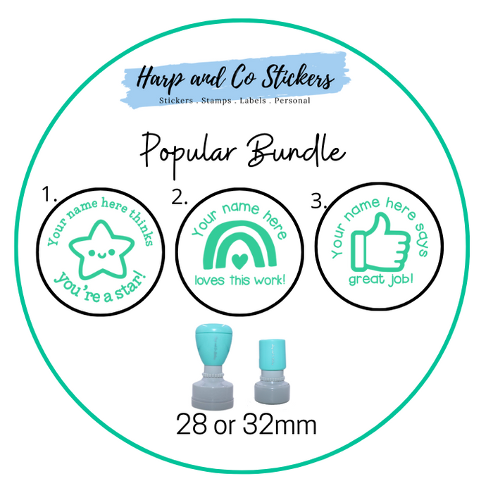 28 or 32mm Personalised Stamp Bundle - 3 Popular Stamps