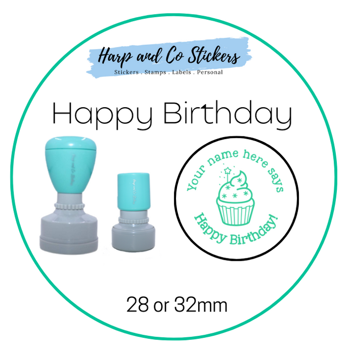 28 or 32mm Personalised Merit Stamp - *Happy Birthday* - Great for the classroom!
