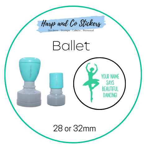 28 or 32mm Personalised Round Stamp - Ballet