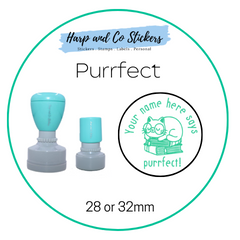 28 or 32mm Personalised Round Stamp - *Purrfect* - Great for the classroom!