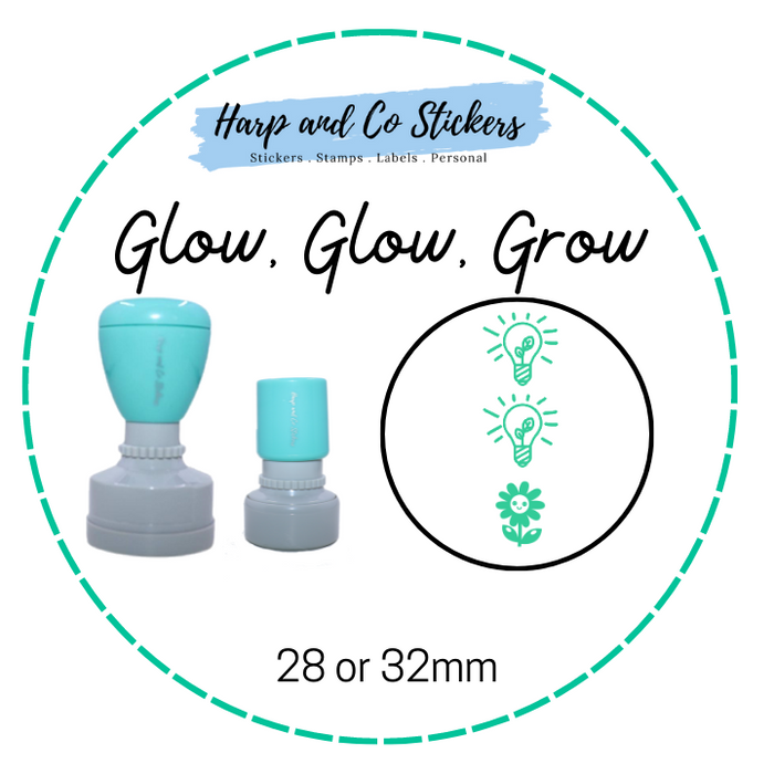 28 or 32mm Round Stamp - Glow Glow Grow