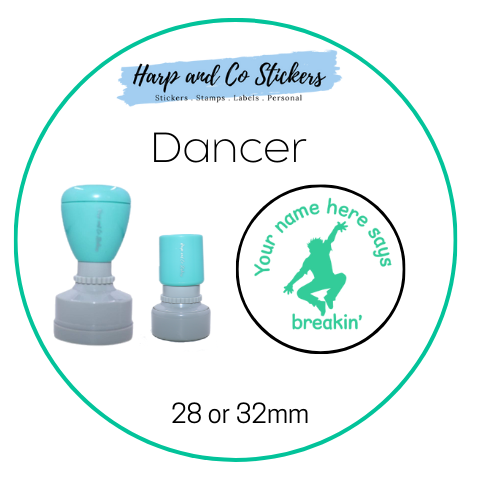 28 or 32mm Personalised Round Stamp - Dancer