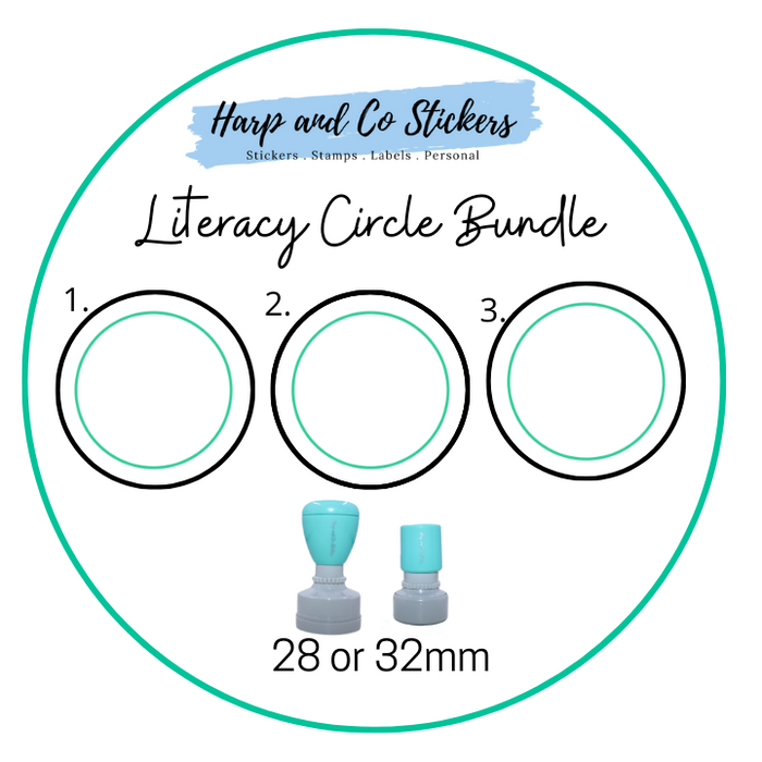 28 or 32mm Stamp Bundle - 3 Literacy Circle Stamps