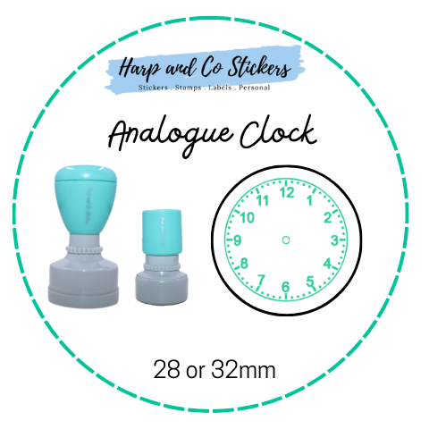 28 or 32mm Round Stamp - Analogue Clock