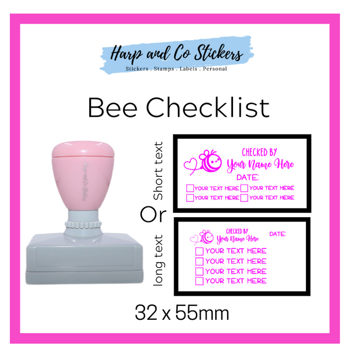Editable 32 x 55mm - Bee - Personalised Checklist self inking stamp