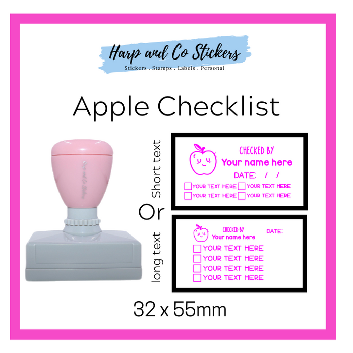 Editable 32 x 55mm - Apple -Personalised Checklist self inking stamp