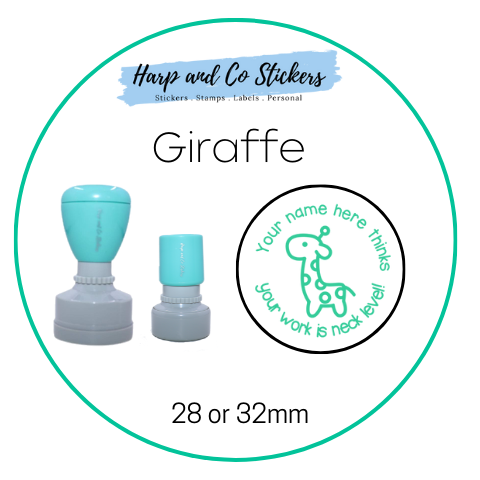 28 or 32mm Personalised Round Stamp - Giraffe
