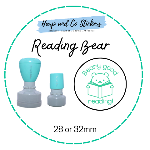 28 or 32mm Round Stamp - Reading Bear