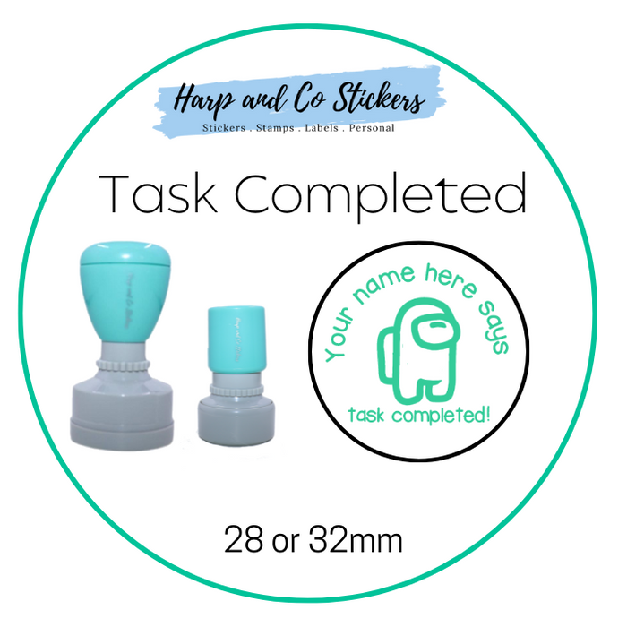 28 or 32mm Personalised Round Stamp - *Task Completed* - Great for the classroom!