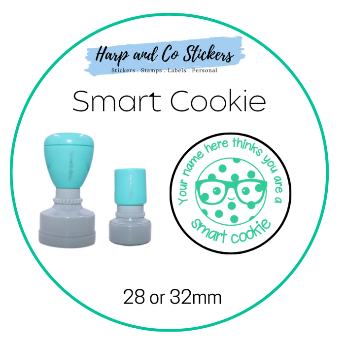 28 or 32mm Personalised Round Stamp - *Smart Cookie* - Great for the classroom!