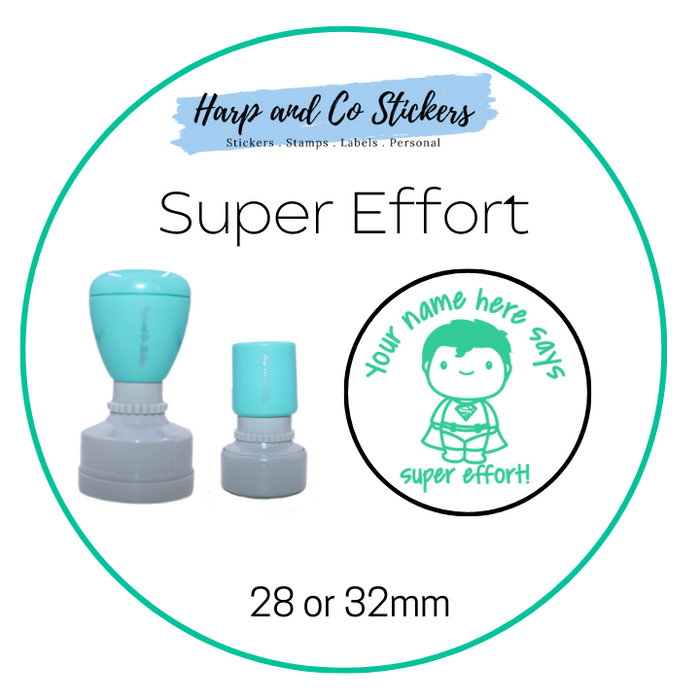 28 or 32mm Personalised Merit Stamp - *Super Effort!* - Great for the classroom!