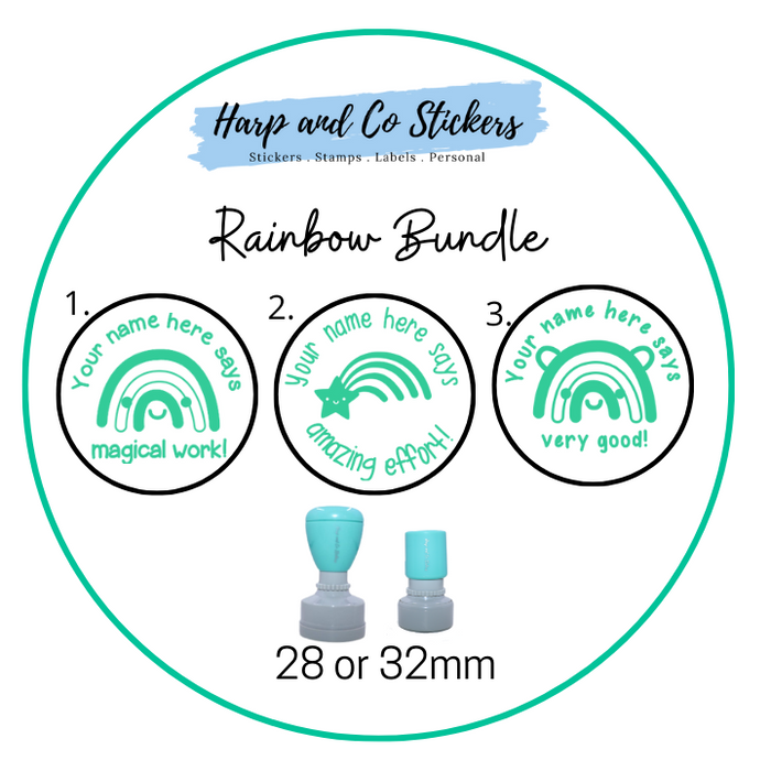 28 or 32mm Personalised Stamp Bundle - 3 Rainbow stamps