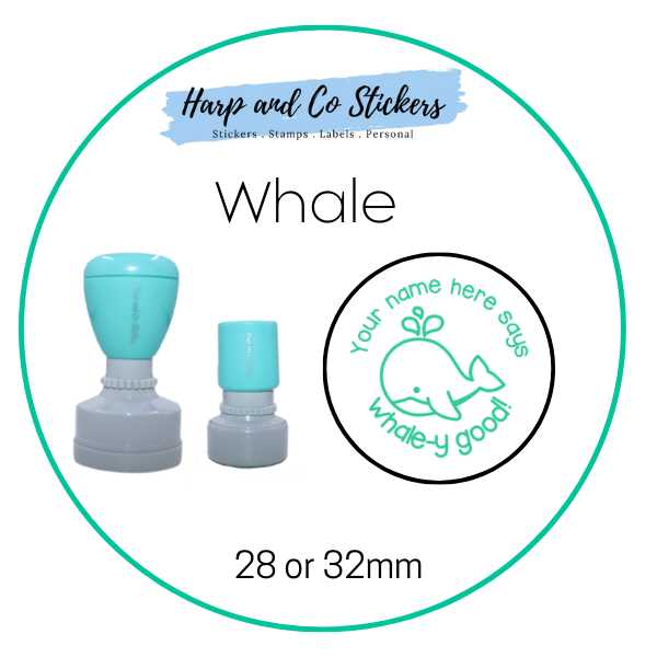 28 or 32mm Personalised Round Stamp - Whale