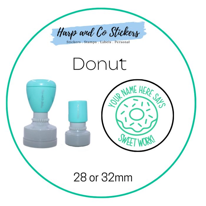28 or 32mm Personalised Round Stamp - *Donut* - Great for the classroom!