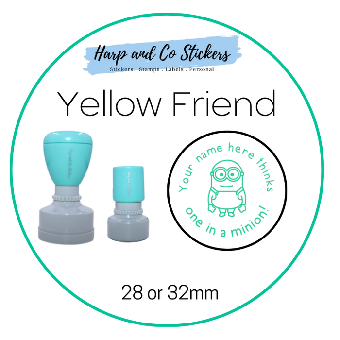 28 or 32mm Personalised Merit Stamp - *Yellow Friend* - Great for the classroom!