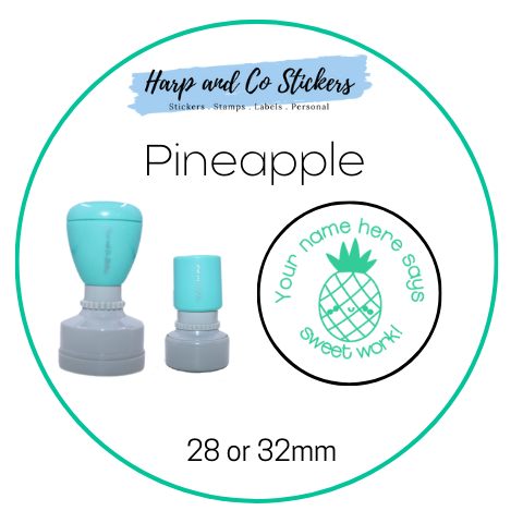 28 or 32mm Personalised Round Stamp - *Pineapple* - Great for the classroom!