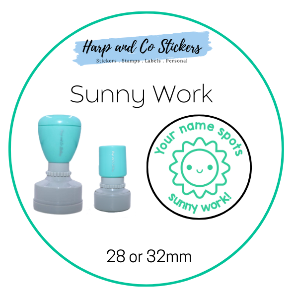 28 or 32mm Personalised Merit Stamp - Sunny Work