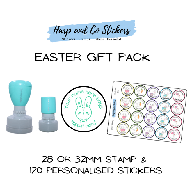 Gift Pack 28 or 32mm Stamp + 120 Stickers - Easter
