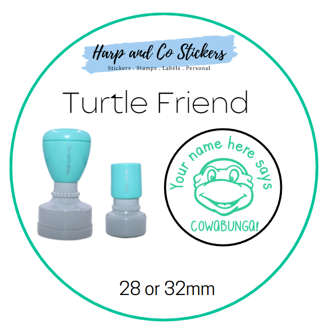28 or 32mm Personalised Merit Stamp - Turtle Friend