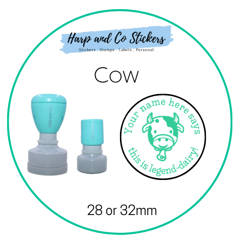 28 or 32mm Personalised Round Stamp - Cow