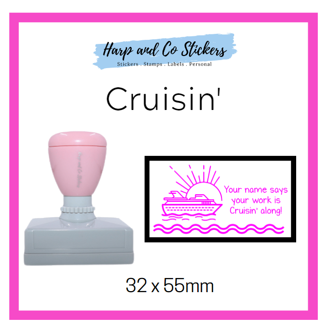Personalised Rectangle 32 x 55mm stamp - Cruisin'
