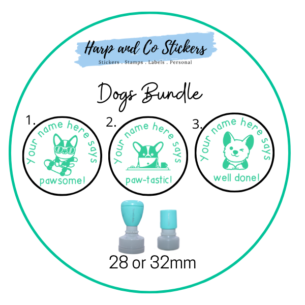 28 or 32mm Personalised Stamp Bundle - 3 Dogs Stamps