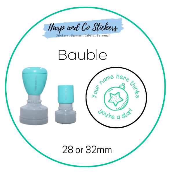 28 or 32mm Personalised Merit Stamp - Bauble