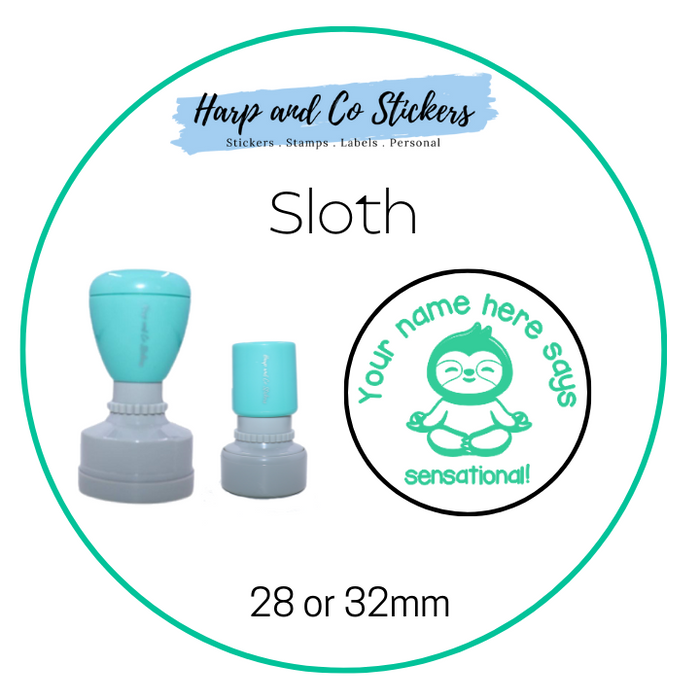 28 or 32mm Personalised Round Stamp - *Sloth* - Great for the classroom!