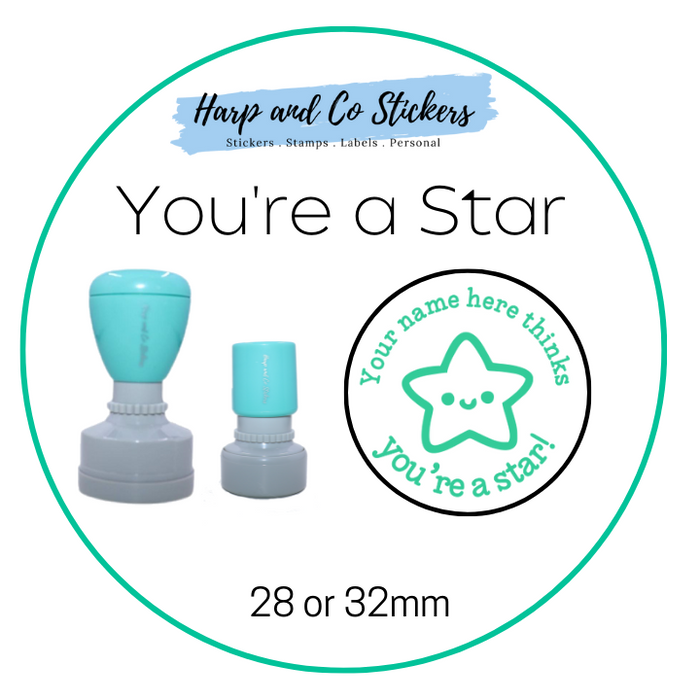 28 or 32mm Personalised Merit Stamp - *You're a Star* - Great for the classroom!