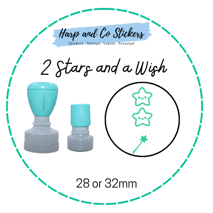 28 or 32mm Round Stamp - 2 Stars and a Wish