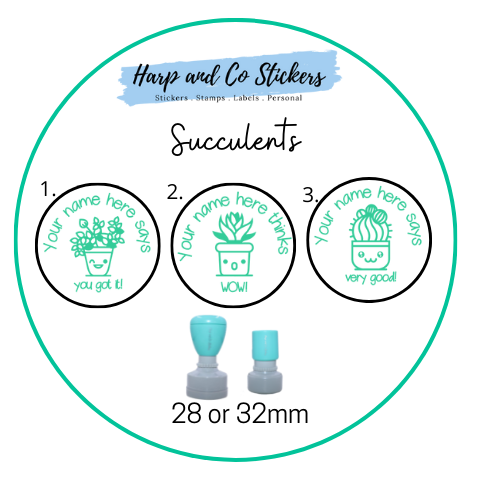 28 or 32mm Personalised Stamp Bundle - 3 Succulents stamps