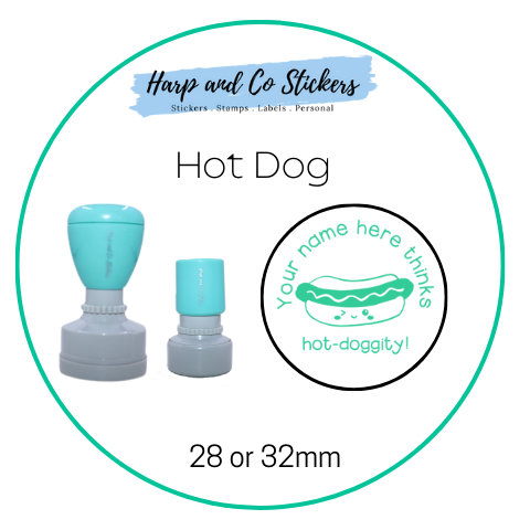 28 or 32mm Personalised Round Stamp - Hot Dog
