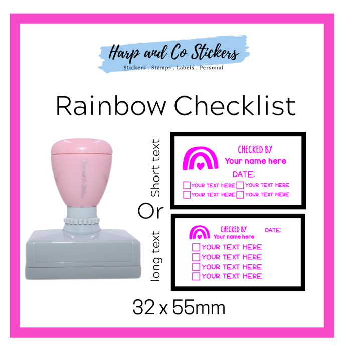 Editable32 x 55mm - Rainbow - Personalised Checklist self inking stamp