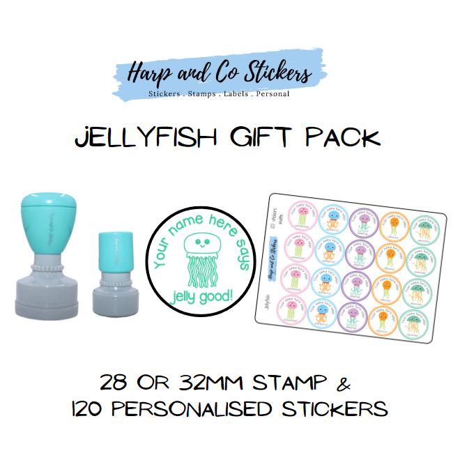 Gift Pack 28 or 32mm Stamp + 120 Stickers - Jellyfish