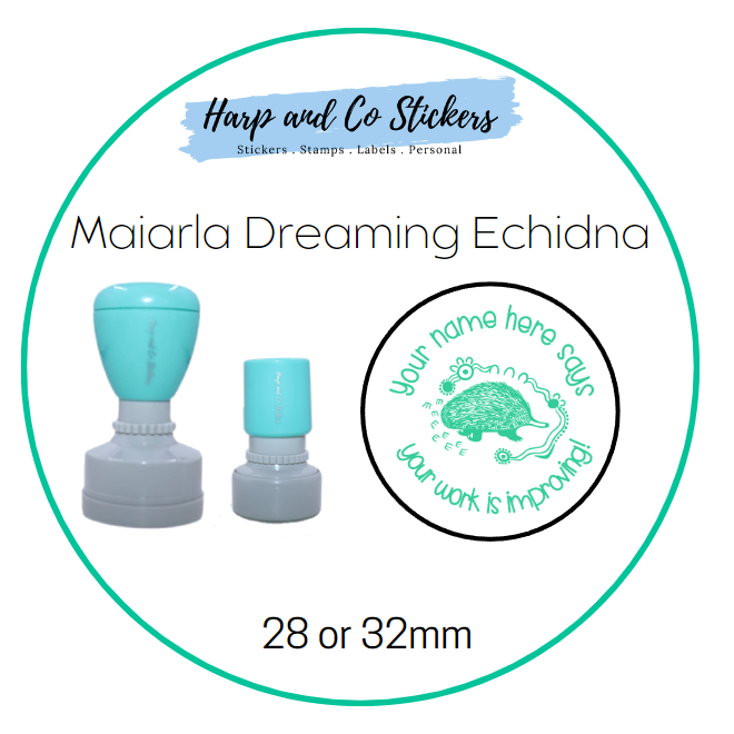 28 or 32mm Personalised Merit Stamp - Maiarla Dreaming Echidna
