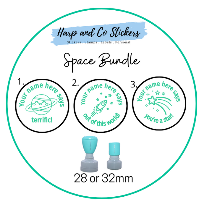 28 or 32mm Personalised Stamp Bundle - 3 Space Stamps