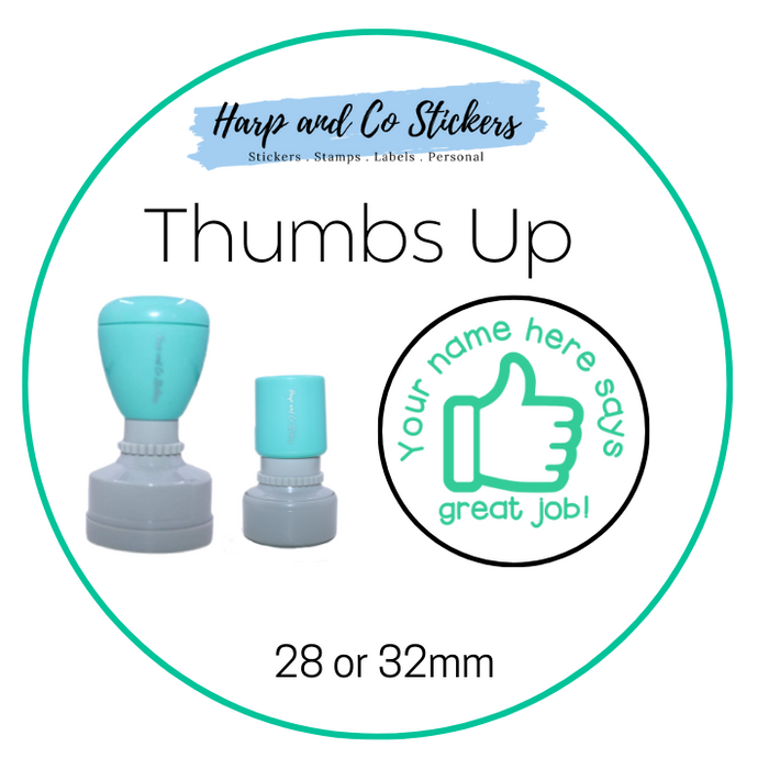 28 or 32mm Personalised Merit Stamp - *Thumbs Up* - Great for the classroom!