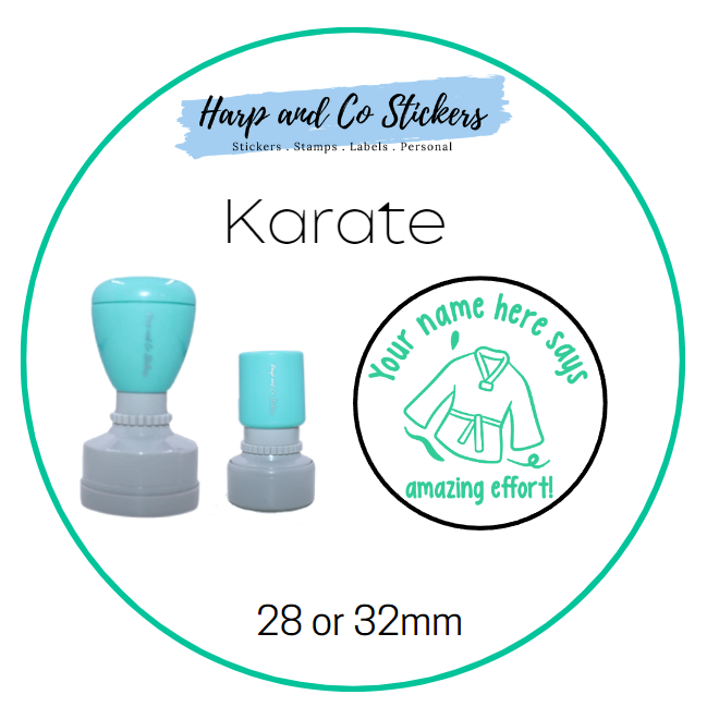 28 or 32mm Personalised Merit Stamp - Karate